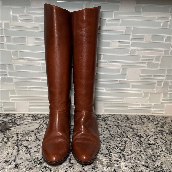 Annie Sport Brown Faux Leather Knee-High Riding Boots - 8B - Picture 3 of 9